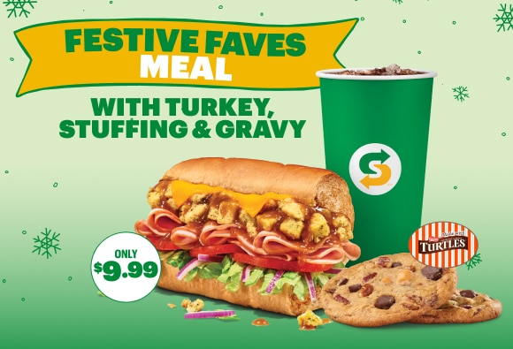 Festive Sub, 2 cookies, drink