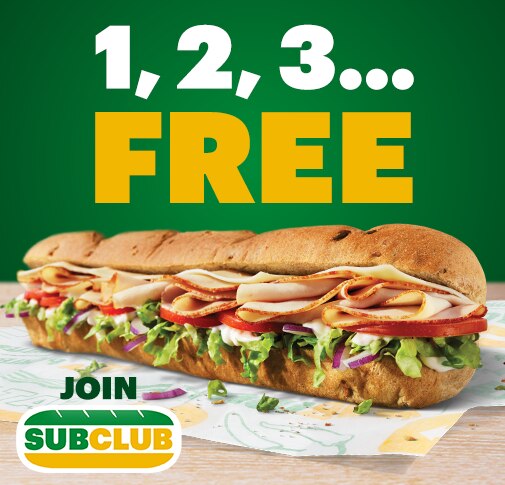 Oven-Roasted Turkey sub with Join Sub Club logo