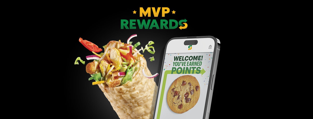 Honey Mustard Chicken Wrap and Subway® MVP Rewards screen