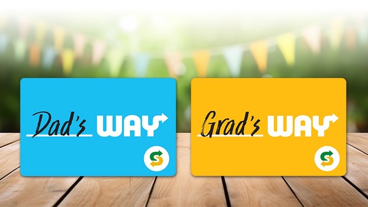 Two Gift Cards on a picnic table
