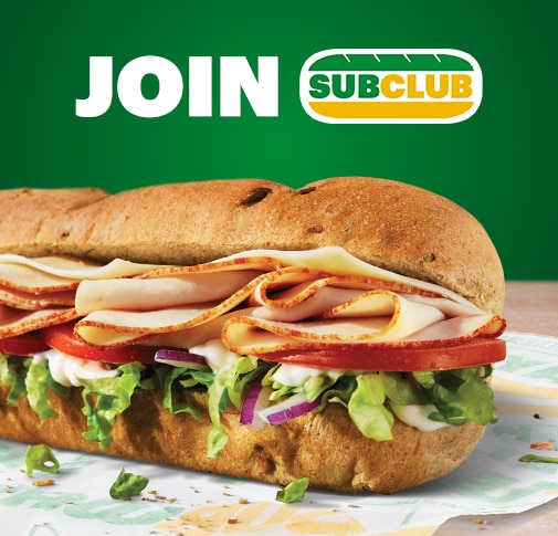 Oven-Roasted Turkey sub and Sub Club logo.