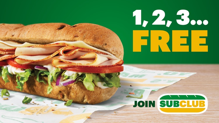 Oven-Roasted Turkey sub with Join Sub Club logo.