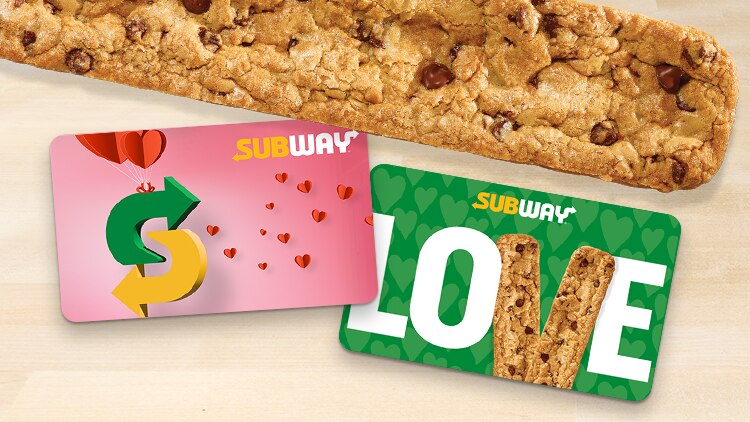 Footlong Cookie with Valentine's Day gift cards.