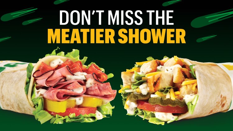 "Don't miss the meatier shower" with 2 Protein Pockets