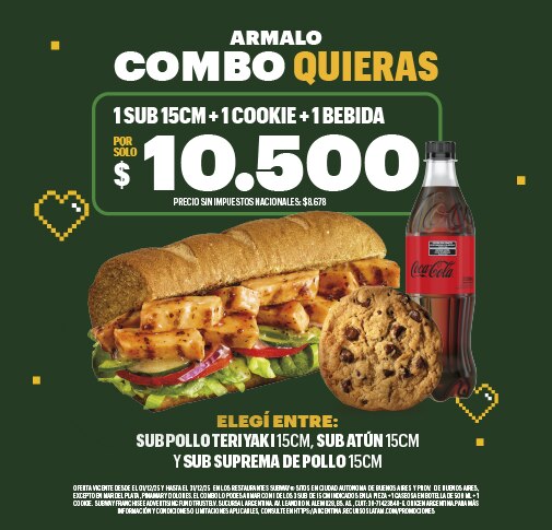 Sub 15cm, bebida, cookie