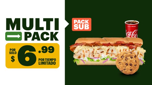 Sub 6inch con bebida y galleta​