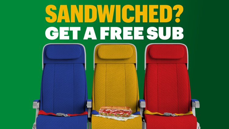 Airplane seats with copy SANDWICHED? GET A FREE SUB