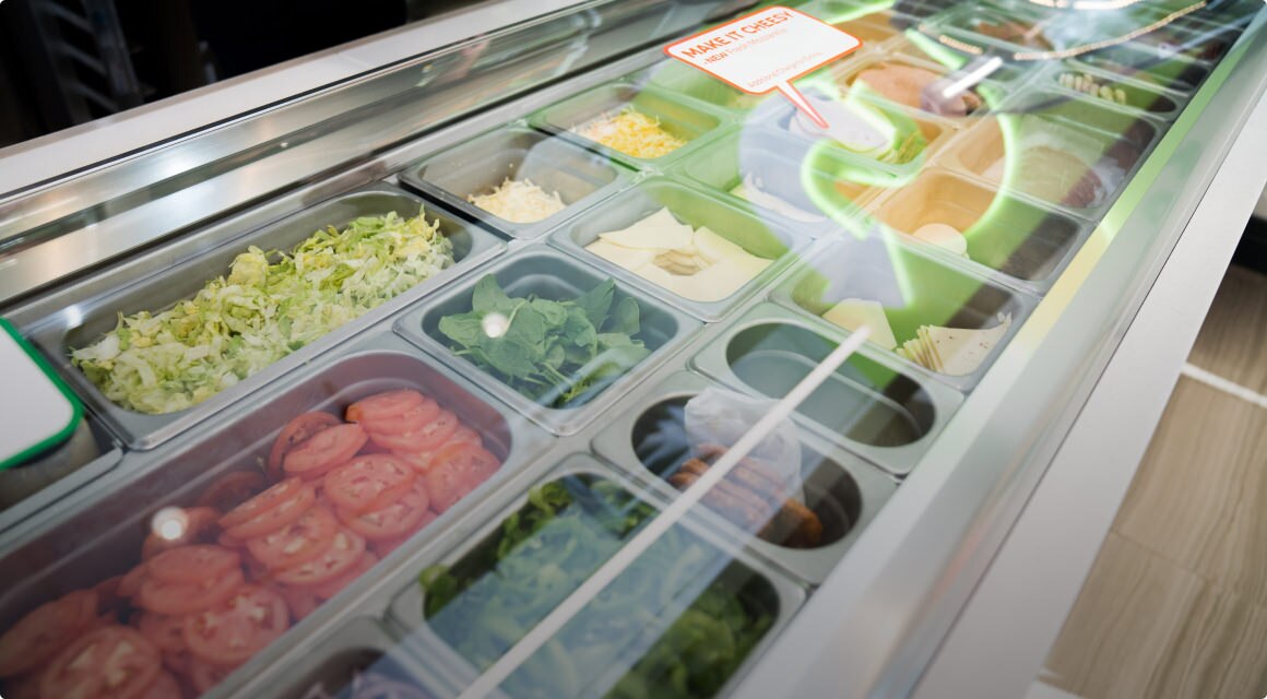 Ingredientes de sándwich en exhibición