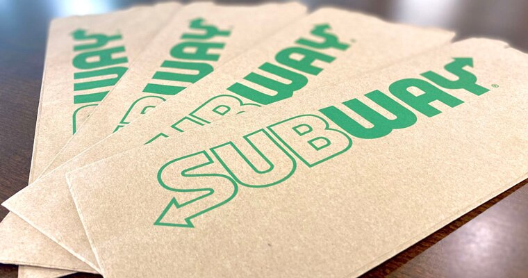 An example of Subway’s updated sustainable packaging