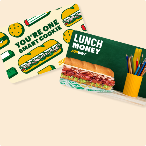 Two Subway gift cards