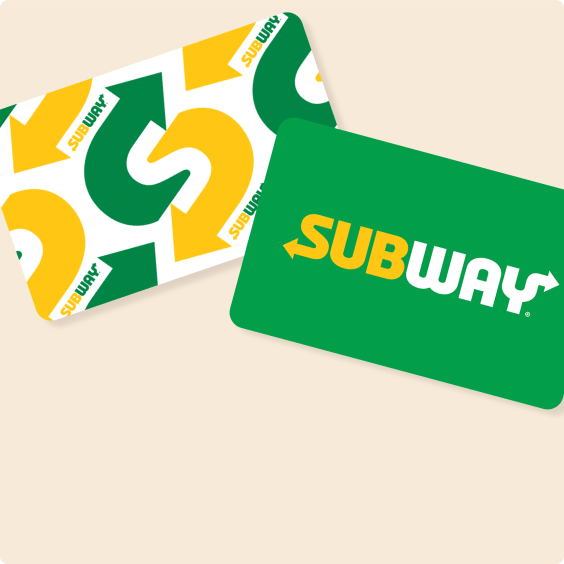 Dos tarjetas de regalo de Subway
