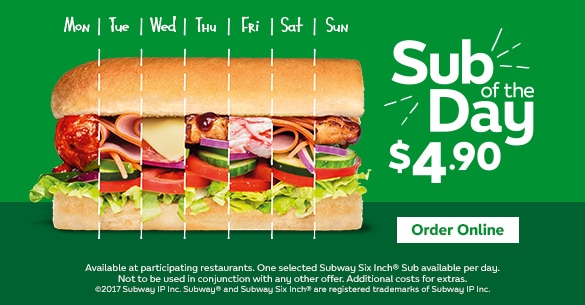 Subway Sandwich Formula Chart 2017